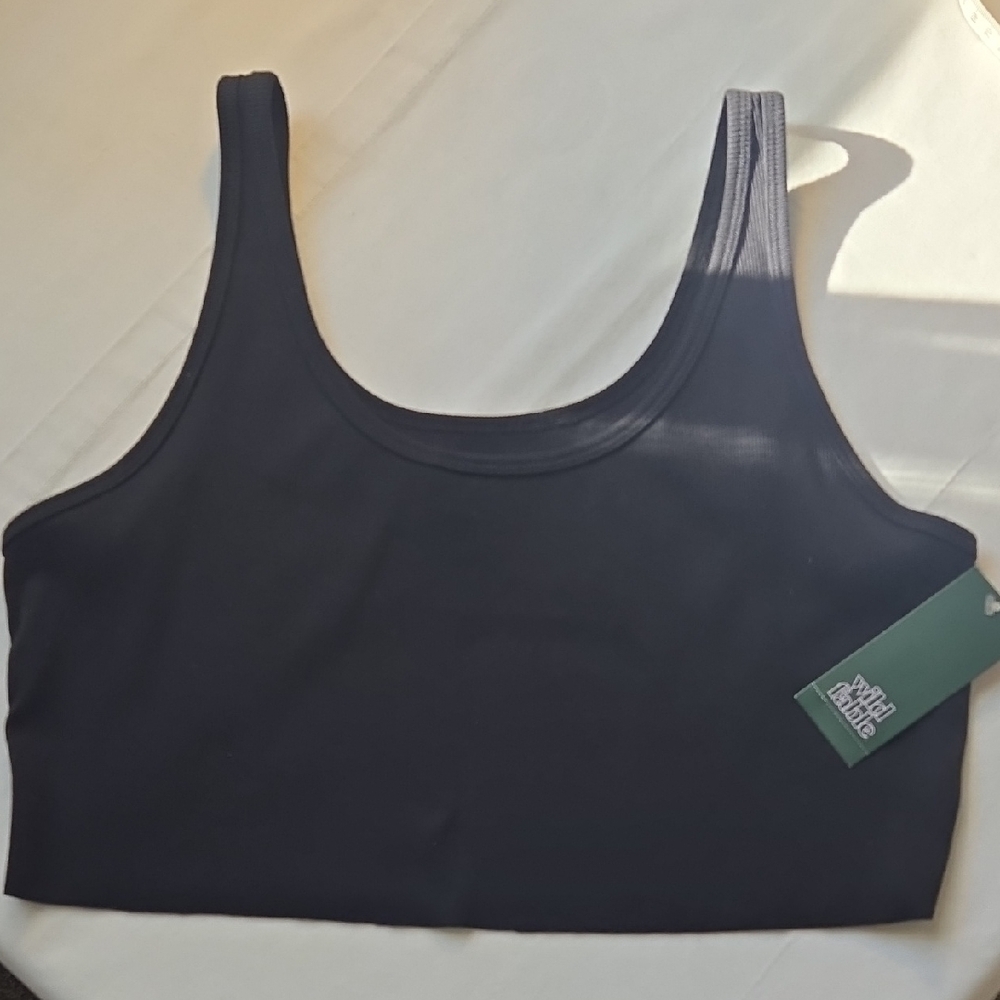 Wild Fable Ribbed Black Crop Top